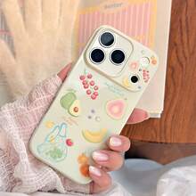 GUCADI 刺绣绿色绘画水果系列夏季绘画水果 17 Pro Max 手机壳，兼容 Apple 16、15、14、13。它具有小众、全覆盖软壳的特点，散发着清爽的夏日气息，甜美、少女、韩式风格、清新、小众、ins 风格、网红风。 - 繡綠 - 查看 4