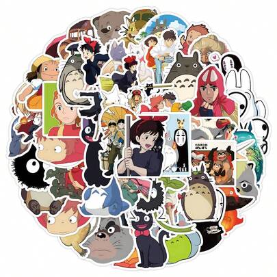 1set/50pcs New Popular Cute Little Dragon Cat Waterproof Stickers, Healing Style Anime Stickers, Waterproof Tablets, Suitable For Luggage Decoration Stickers, Birthday Party Decoration, Giving To Family, Friends, Classmates, Small Surprises, Perfect Birthday Gifts, First Choice For School Gifts
