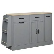 Modern Sideboard With Various Drawers, Buffet Cabinet With Waste Bin Compartment And External Spice Rack For Dining Room, Living Room And Kitchen (Grey) - Grey - View 8
