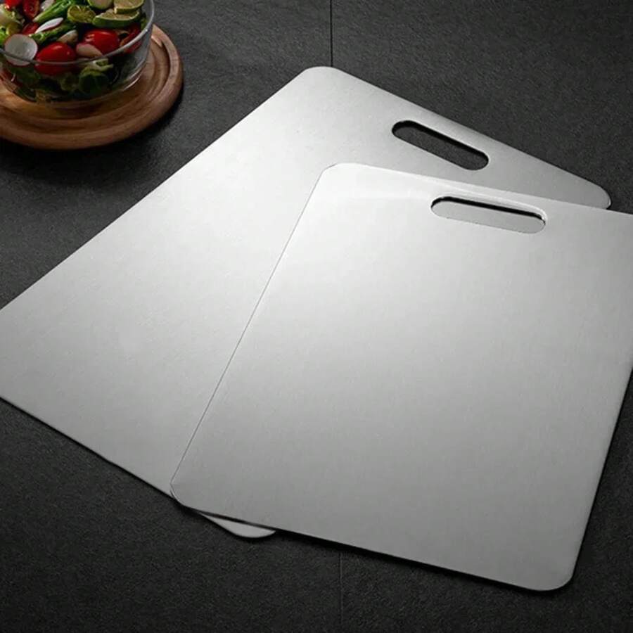 Tabla de cortar gruesa de acero inoxidable, tabla de masa antibacteriana a prueba de moho para amasar, tabla de cortar de frutas y verduras para cocina - 34x23cm - Ver 1
