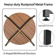 3 Piece Coffee Table Set With Metal Frame For Living Room Bedroom Office - Walnut + Black - View 4