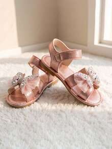 Sandal trẻ em màu hồng lấp lấp lánh đính đá 3D hình bướm, quai cài móc, kiểu công chúa ngọt ngào, dành cho bé gái từ 3-12 tuổi. - Hồng - Xem 5