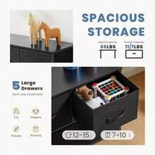 Sweetcrispy 3 Sizes Dresser Bedroom, Storage Drawers, Tall Large Fabric Storage Tower Organizer,Organization And Storage Clothes Organizer , Chest Of Drawers With Metal Frame Wooden Top Nursery, Closet, Living Room, Entryway, White - màu đen - Xem 8