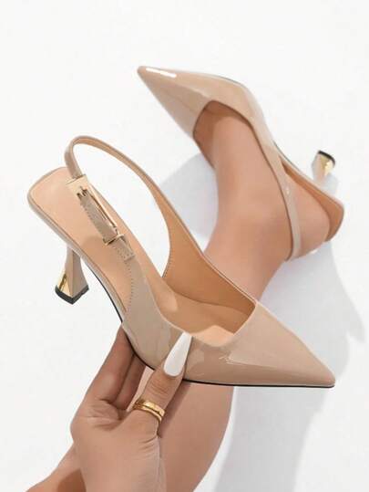 Sandalias de tacón alto de cuero patentado brillante con punta afilada y ajuste ancho, aptas para salir, fiestas, Día de San Valentín