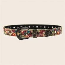 Women's Retro Floral Belt, Multi-Color Metal Carved - Khóa ghim bằng đồng - Xem 2