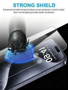 2pcs Applicable To Apple Models HD Tempered Screen Protector, 1:1 Restoration Of HD Picture Quality, Scratch-Resistant, Shatterproof, Durable, Applicable To Apple X/XR/11/12/13/14/15/16/16 Plus/16 Pro/16 Pro Max/16e/17/17 Air/17 Pro/17 Pro Max/17e Full Series - Clear - View 3
