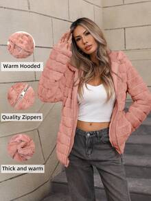Risissida Women Hooded Faux Fur Jacket - The Perfect Choice For Autumn/Winter - Pink - View 3