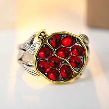 Vintage Style Women's Ring, Inlaid With Garnet-Like Gemstones And Red Zirconia, Unique Design, Retro Style Ring - Silver - View 5