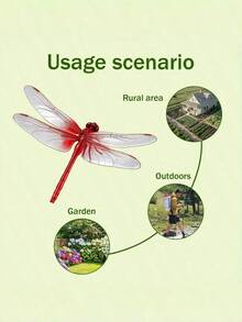 1/4pcs Realistic Dragonfly Clips, Pest Repellent Lobster Clips, 3D Simulated Fake Dragonfly Decorative Clips, Plastic Dragonfly Garden Hummingbird Decorative Stakes With Support, Suitable For Indoor And Outdoor - Multicolor - View 9
