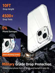 适用于 17/17e/16/16e/15/14/13/12/11 Pro Max/Mini Plus/Air/SE3/SE2/8/7/6 Plus 的透明保护壳，[防黄变][摄像头保护][军规级跌落测试] 透明防震软硅胶超薄保护套，透明 - 無色 - 查看 5