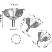 Stainless Steel Funnel Set, Multi-Function Liquid Dispenser, Mini Kitchen Oil Pourer, Suitable For Essential Oils, Liquids, Powders, Spices (Comes With Ring For Easy Hanging Storage) - View 2