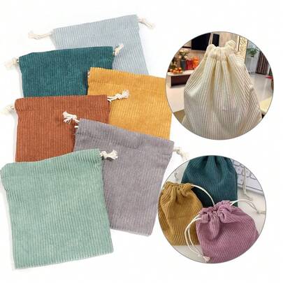 2 chiếc túi dây rút bằng vải nhung kẻ, túi đựng trang sức, túi đựng đồ dùng hàng ngày 14*16cm, ví đựng tiền xu, túi quà tặng mềm mại, nhiều màu sắc có khóa kéo dùng cho các lễ hội và tiệc tùng.
