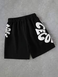 1 chiếc quần short thể thao nam dáng rộng, thoáng khí, thời trang ngoài trời, đa năng, in chữ bằng mút xốp, phù hợp cho các hoạt động thể thao mùa hè và thời trang đường phố. - màu đen - Xem 8
