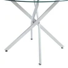 A Luxurious Yet Lightweight Round Dining Table, 88 Cm In Diameter. A Simple Table With A Tempered Glass Top And Silver Metal Frame, Ideal For Small Apartments, Homes, And Dining Rooms. Seats 2-4 People. - 銀色 - 查看 8