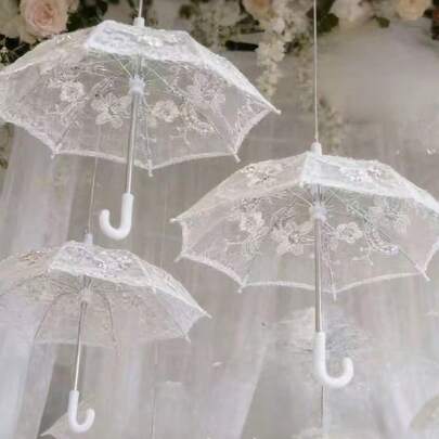 2Pcs Lace Embroidered Parasols, Photography Props, Cute Min…