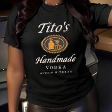 Payeah 1Pcs Tito Shirt TitoS Handmade Vodka Digital Print Womens 100 Cotton Short-Sleeved T-Shirt 220g - 黑色 - 查看 1