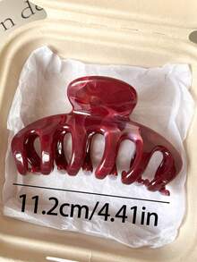 2个/1个 11.2厘米/4.41英寸 酒红色/茶色 大号轻便塑料发夹，时尚百搭优雅简约纯色发爪，适合日常、休闲、派对、通勤、海滩、发髻、马尾辫、洗脸、化妆、配饰、夏季、假期、旅行 - 彩色 - 查看 4