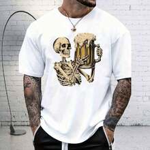 Camiseta hombre cuello redondo y manga corta. Estilo casual con estampados modernos y cómodos. Para hombres y mujeres, estilo pareja, pareja, camiseta de manga corta con estampado de moda - Blanco - Ver 9