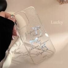 Powder Blue Ribbon Bow Glitter Apple 17 Pro Max Phone Case, Suitable For IPhone 13, 15, 16, 12, Sweet Design - Pink - View 2