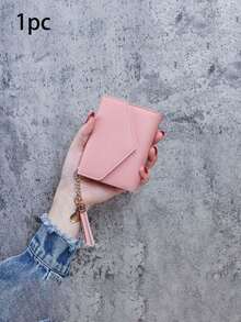 Tassel Pendant Decor Wallet Trifold Slim Card Holder Wallet With 1 ID Window 6 Slots 1 Cash Grid Card Holder Multi-Function Wallet Women Short Wallet Fold Coin Purse Purse Flap Card Case Envelope Bag For Travel Vacation Outdoor Travel Essentials - A - View 18