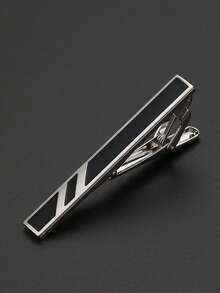1pc Minimalist Brass Rectangular Enamel Tie Clip, Everyday Wear For Men - Geometry - View 8