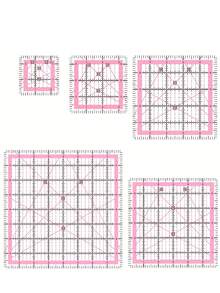 Bộ 5 thước may bằng acrylic - 2.5", 3.5", 5.0", 6.0", 8.0" | Thước nhựa thủ công dùng cho may vá, ch quilting, đan và thêu | Thiết kế may màu hồng - nhiều màu - Xem 10