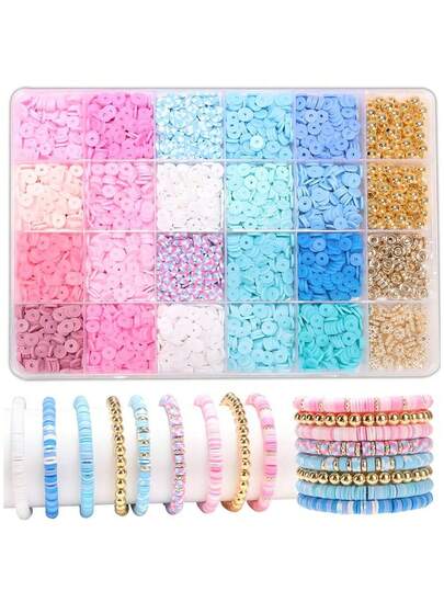 4000pcs Bohemian Style Polymer Clay Beads Set. Multi-Color Letter Detail Heishi Beads, Suitable For DIY Jewelry Making, Beading Projects, Birthday Gifts.