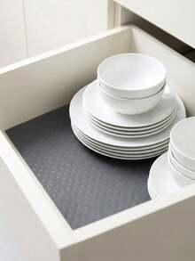 4pcs Set Minimalist Gray Refrigerator Mats, Waterproof EVA Drawer Liners, Elegant Woven Texture, Anti-Slip & Washable, Suitable For Kitchen Cabinets And Wardrobes - Multicolor - View 6