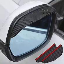 Carbon Fiber Texture Car Side Mirror Rain Guards - Windproof Sun Visors, Reducing 90% Raindrops, Enhancing Clear Visibility, Sporty Style Upgrade, Side Mirror Covers, Truck Window Rain Guards - Black - View 2