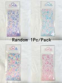 1pc Random Korean INS Holographic Shiny Ribbon Sticker, Ombre Heart Ribbon Sticker, Cute Decoration For DIY Cards, Photos Stickers Scrapbook Supplies Scrapbooking - Random one - View 10