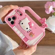 SANRIO Ốp điện thoại hình mèo con dễ thương, sáng tạo mới, đa chức năng, thiết kế thanh lịch, hình mèo con 3D sọc dâu tây thời trang với nơ hồng, chất liệu silicon Hello Kitty chống thấm nước và chống sốc, tương thích với Apple. - Túi KT Bear - Xem 5