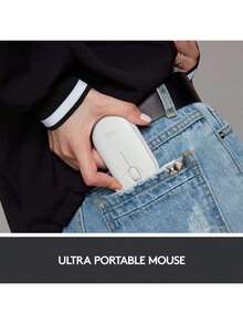 Chuột không dây Logitech Pebble, có kết nối Bluetooth hoặc bộ thu 2.4GHz, chuột máy tính siêu mỏng, hoạt động êm ái, nút bấm mềm mại, phù hợp cho máy tính xách tay/máy tính để bàn/PC. - Xem 2