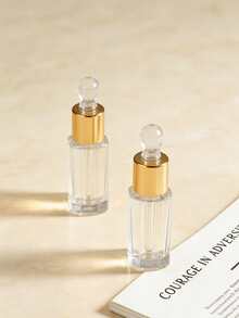 TSA 12ml 條紋切割透明水晶玻璃滴管瓶，金色瓶頸，附贈 3 合 1 填充工具，防漏可重複填充旅行容器，適用香水、精華液、芳香療法，便攜化妝台禮品，適合女性 - 彩色 - 查看 4