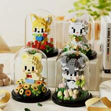 1 Set de Bloques de Construcción con Animales Lindos y Flores, Adorable Cachorro, Oso y Conejo, Expresando Amor con Flores, Regalo para Amante, Mamá, Papá, Familia, Cumpleaños, Serie Colorida de Bloques de Construcción de Flores y Animales, Decoración de Escritorio, Alivio del Estrés, Decoración del Hogar, Figuritas para Ensamblar, Accesorio de Escritorio de Oficina - Multicolor - Ver 8