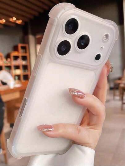 奢华哑光半透明四角防震一体式镜头保护屏幕保护纯色基础哑光透明防震保护壳，兼容 17 Pro Max、17 Pro、17、16 Pro Max、15、14、13、12 Pro Max、11，防摔后盖，生日礼物