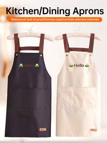 1pc/2pcs Solid Color Adjustable Strap Apron, Made Of PVC Material, Waterproof And Stain-Resistant, Durable And Lightweight, Easy To Wash, Featuring Large Capacity Dual Pocket Design. Perfect For Kitchen Cooking, Dumpling Making, Home Cleaning, Camping, Picnic, Seafood Processing And More - Multicolor - View 16
