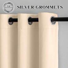 1 Piece Thermal Blackout Curtain 135x225 Cm, Total Light And UV Ray Blocking, Noise And Temperature Insulation, Ideal For Bedroom, Living Room Or TV Room - 淺咖哩色 - 查看 3