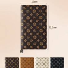 A6 Size Zipper Pouch Loose-Leaf Notebook Style Cash Storage Wallet, Fashion Printed Folding Card Holder Multi-Card Slot ID Card Case Large Capacity Card Wallet Coin Purse Document Organizer Folder File Folder - Multicolor - View 7