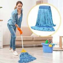 2 Pcs Commercial Mop Head Replacement 18 Oz Tube Microfiber Mop Heads For Floor Cleaning Industrial Mop Heads Blue Looped End Wet Mop Head Refill For Home Commercial Industrial Use - Blue - 查看 4