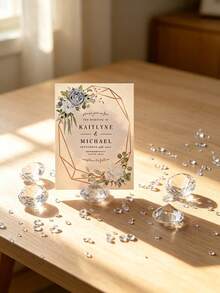 12pcs Set Elegant Diamond Crystal Card Holder Transparent Acrylic Table Number Plate Stand, Suitable For Romantic Wedding Table Decor, Engagement Party, Wedding Reception - Multicolor - View 8