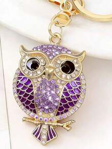 Cross-Border Creative Bag/Car Neutral Pendant, Rhinestone Cartoon Blue/Pink/Champagne Owl Metal Keychain, Small Gift For Boyfriend/Girlfriend/Best Friend/Coworker/Birthday/Parent, European & American Style Hanging Ornament - 多色 2 - 查看 4