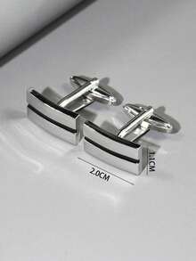 1 đôi khuy măng sét bằng đồng hình học cong màu bạc dành cho nam giới - Bạc - Xem 7