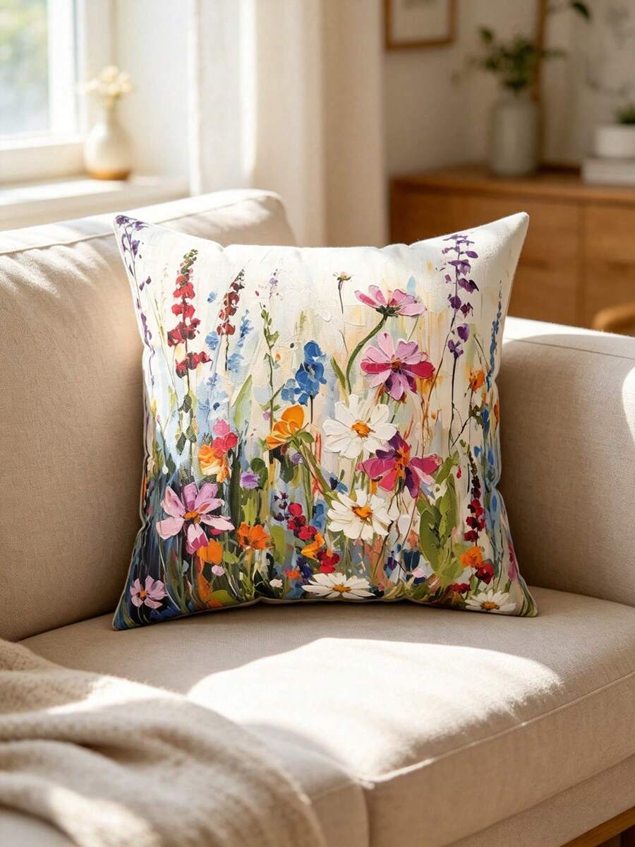 1/2/4Pcs Floral Throw Pillow Cover: Spring Flower Home Decor - Multicolor - View 1