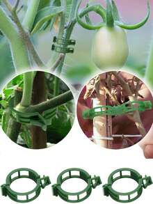 50pcs Green Plant Vine Clips, Reusable, Fix Support Traction Straightening, Suitable For Tomato, Grape, Vegetable Climbing, Suitable For Home, Balcony, Yard, Gardening, Greenhouse, Universal Plant Fixing Clips, Seedling Friendly, Easy Installation - Multicolor - View 3