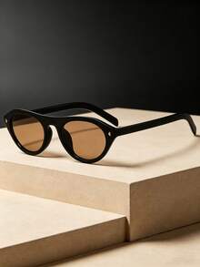 1pc Korean Fashion Cat Eye Rivet Chic Flattering Fashion Glasses - Multicolor - View 6