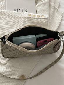 New Fashion Versatile Textured Shoulder Bag, Underarm Handbag For Women - Khaki - View 4