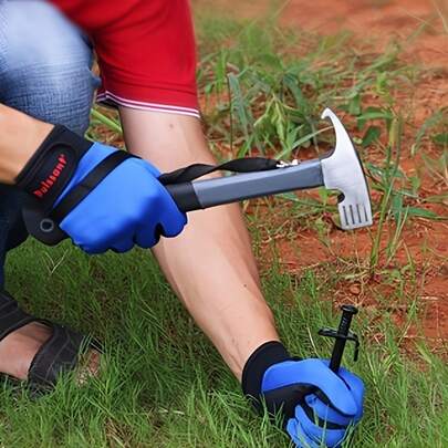 Búa cắm trại đa năng chịu lực cao, có dụng cụ tháo cọc lều và tay cầm an toàn - Chất liệu thép và nhựa bền chắc, dụng cụ thiết yếu cho hoạt động ngoài trời như cắm trại, leo núi và du lịch bụi - Không dùng điện - Món quà tuyệt vời cho những người đam mê hoạt động ngoài trời.