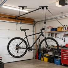 Crystals Heavy Duty Bicycle Lift Hoist Garage Storage Ceiling Bike Rack Pulley System Space Saving 20KG Steel - Black - View 8