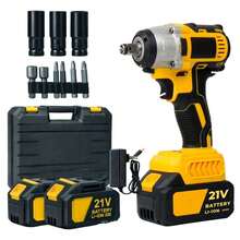 Cordless 450nm Impact Wrench With 2 X 21V Brushless Batteries And Carrying Case With 14 Accessories, Dual Voltage - 查看 2