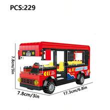 5pcs/Set Bus Building Blocks Series, Including Blue Double-Decker Bus, Red Long-Distance Bus, Red Double-Decker Sightseeing Bus, Green Double-Decker Sightseeing Bus, Suitable For Adult Building Blocks Assembly, Decoration, Stress Relief, Also Suitable For Small Party Gifts, Model Decoration, Home Decor, Applicable For Birthday, Halloween, Christmas, Graduation, Back To School, Independence Day And Other Holidays - Multicolor - View 11